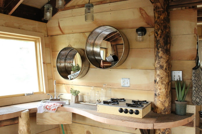 Decoración con espejos en la cocina