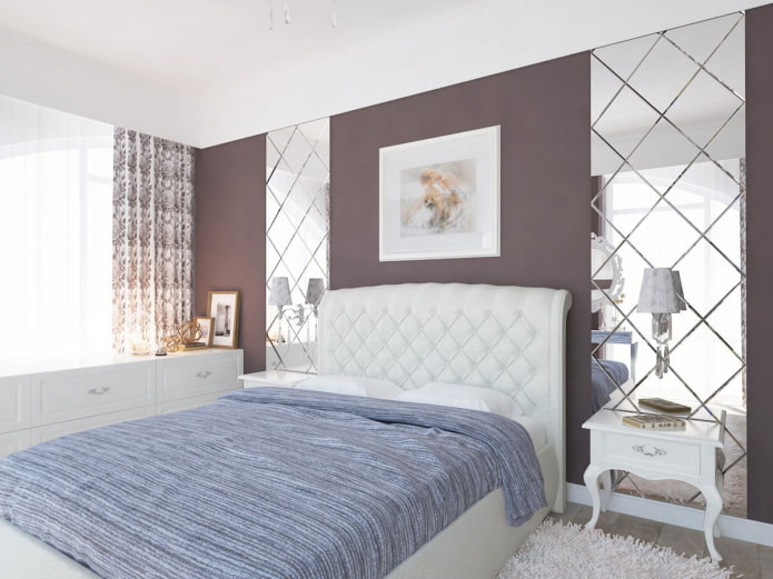 Espejo con diamantes en el interior del dormitorio