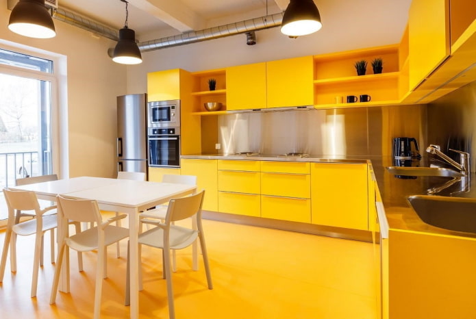 decoración de cocina en tonos amarillos