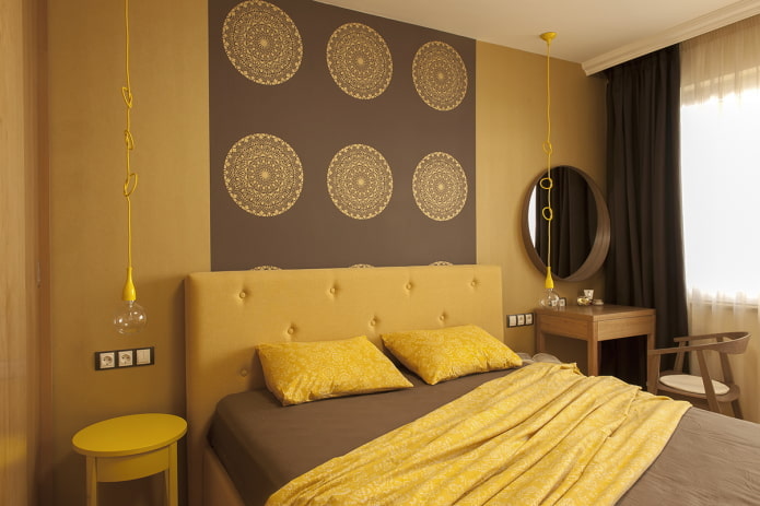 combinación de colores en el interior del dormitorio