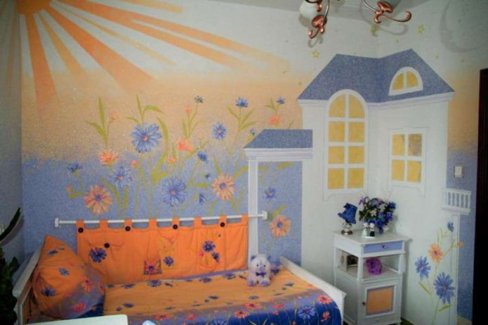 Ciudad soleada con papel pintado líquido
