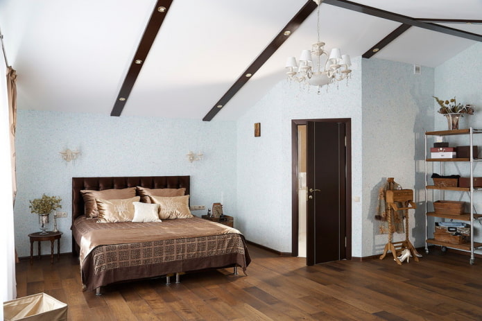 dormitorio con papel pintado líquido
