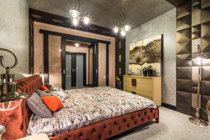 dormitorio con papel pintado líquido