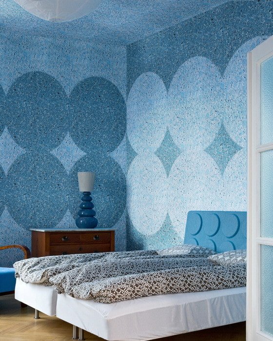 papel pintado azul para dormitorio