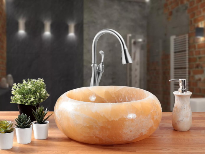 lavabo de piedra líquida bajo ónix