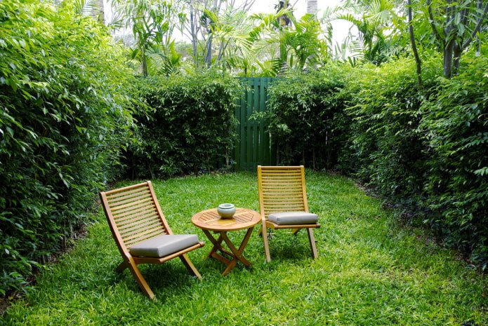 Habitación verde en el jardín