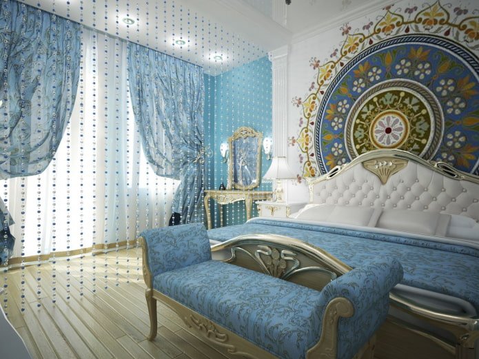 zonificación de una habitación con cortinas de hilo de cuentas