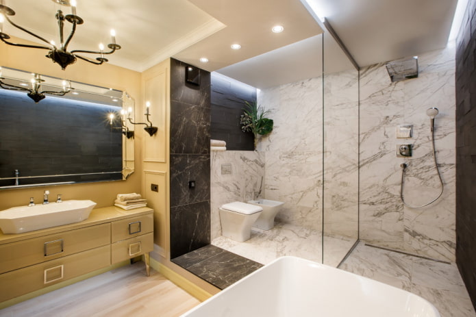 zonificación en el interior del baño