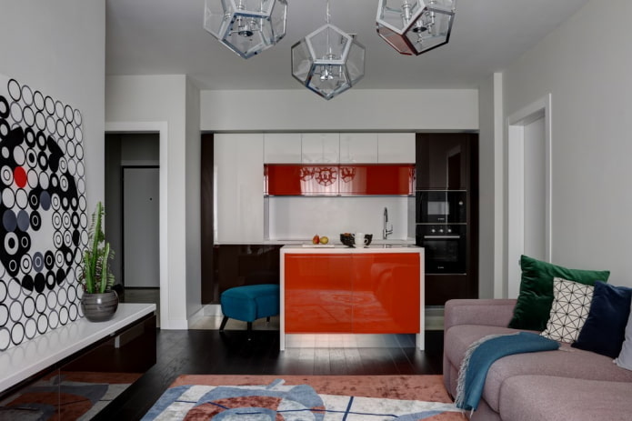 Zonificación con isla en el interior de la cocina-salón
