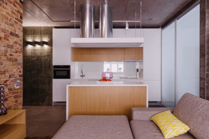 Zonificación con isla en el interior de la cocina-salón